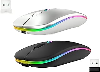 Wireless Mouse for Laptop Bluetooth Rechargeable Mouse+USB Receiver For Laptop/Macboak/PC/Windows/Computer Rechargeale and Noiseless Slim Silent Bluetooth Mice (Silver)