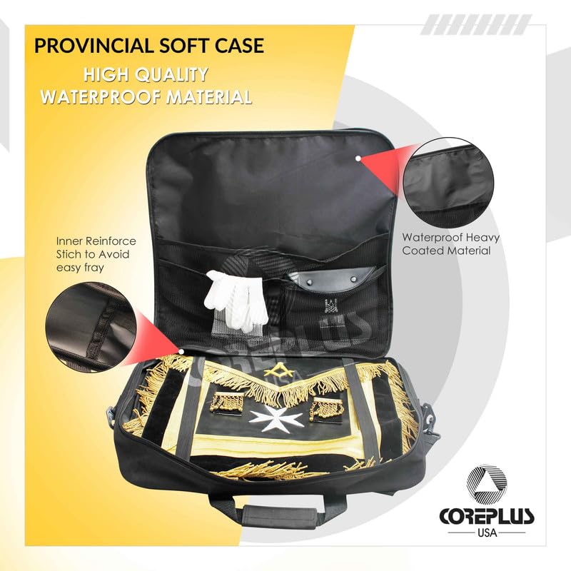 Masonic Apron Carrying Case - Lightweight Soft Black Apron Case - Masonic Regalia WM/MM & Provincial Apron Case4