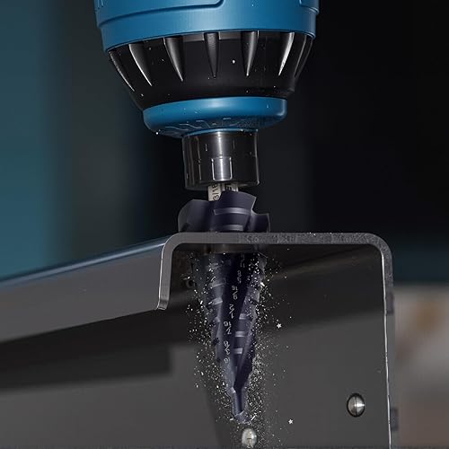 Miniatura 8 de VEVOR Broca escalonada, 316 a 78 pulgadas, vástago hexagonal de 14 pulgadas, revestimiento TiAlN cobalto HSS de acero de alta velocidad, cuatro