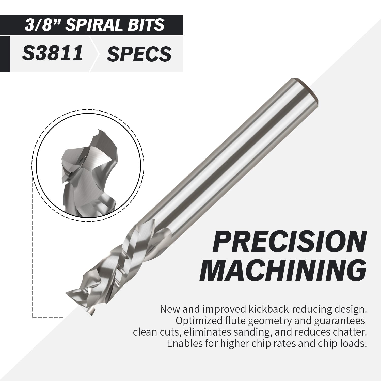 ZahyoX Up/Down Compression Spiral CNC Router Bit – 3/8” Cutting Diameter, 3/8” Shank, Nano Coated