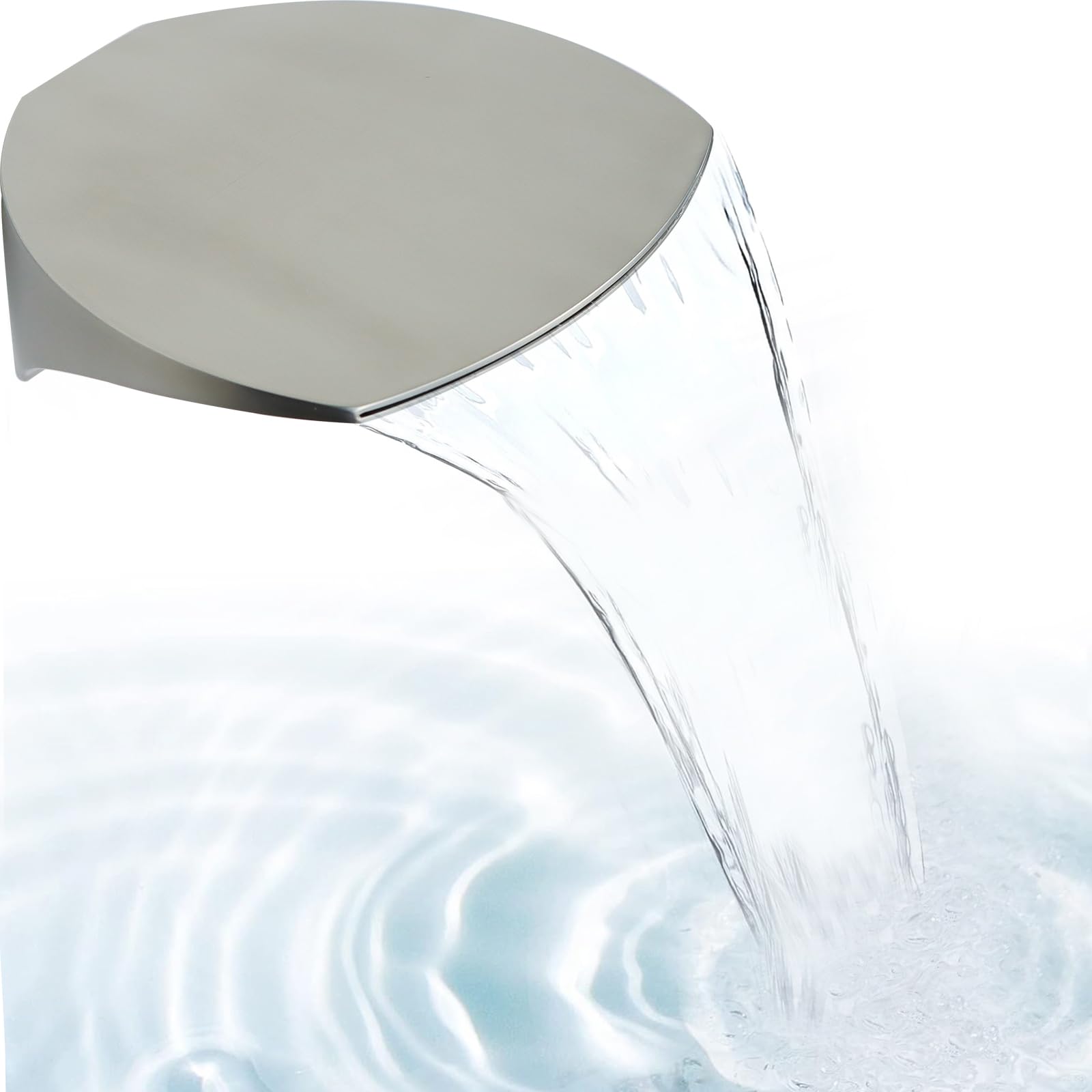 Wall Mount Tub Spout,Soild Brass Waterfall Bath Bathtub Faucet for Bathroom (Round, Brushed Nickel)