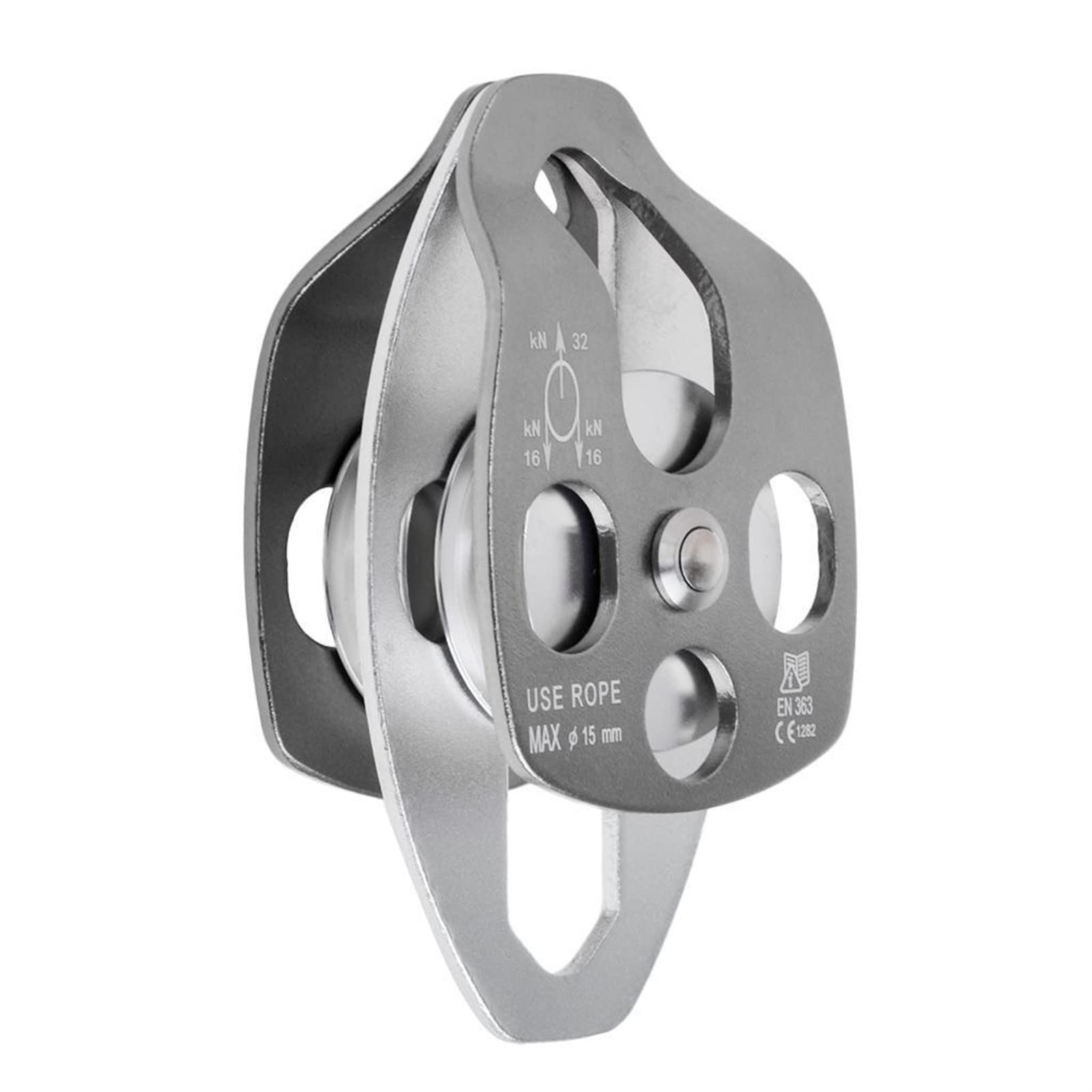 Double Pulley For Rescue Hauling System Climbing Rescue Dragging Rock Caving Tree Climbing Accessories (Color : Grey)
