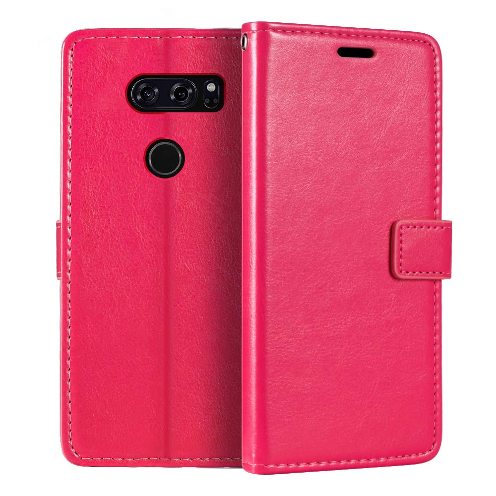LG V30 Wallet Case, Premium PU Leather Magnetic Flip Case Cover with Card Holder and Kickstand for LG V30 Plus
