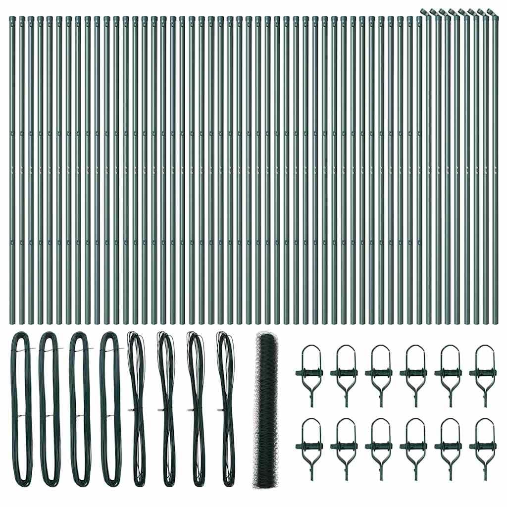Garden Fence Post Green 100 x 1.4 m 36mm Mesh Steel PVC Outdoor Security Barrier for Yard Terrace Enclosure Corrosion Resistant Weatherproof