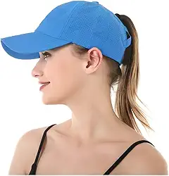 Boné Liso Feminino Rabo Cavalo Ajustável Tecido Respirável Esporte Aba Curva