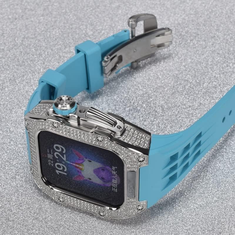 Titanium Alloy Watch Case And Fluororubber Watch Band Mod Kit，For Apple Watch 8 7 45mm Series Watch Upgrade Replace Watch Accessories With Tool