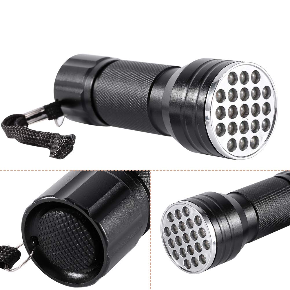 Latarka UV, czarne światło, 21 LED, 395 nM, ręczny detektor światła ultrafioletowego, do suchych plam z moczem psa/kota, pluskwa, skorpiona