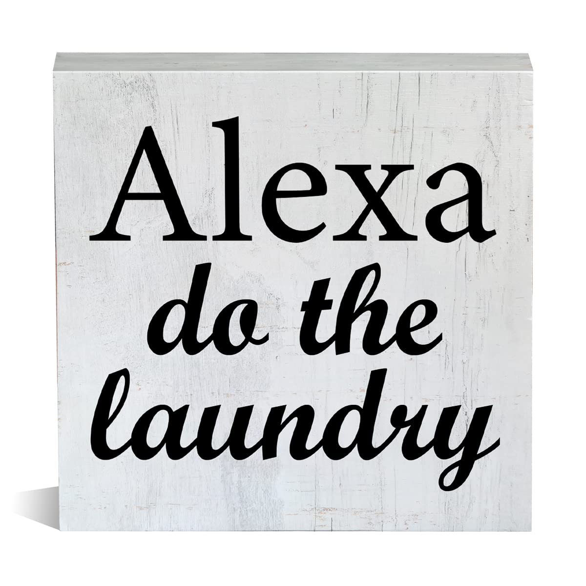 Laundry Room Wooden Box Sign Rustic Style Alexa Do the Laundry Wood Block Tabletop Sign Decorative Desk Sign Decor for Home Shelf 5 X 5 Inches