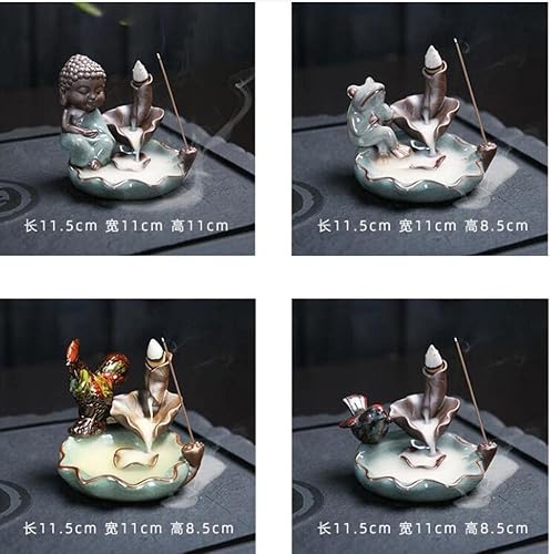 Miniatura 7 de Quemador de incienso de rana de arena morada con reflujo, lindo incienso con libélula para decoración del hogar (J43)