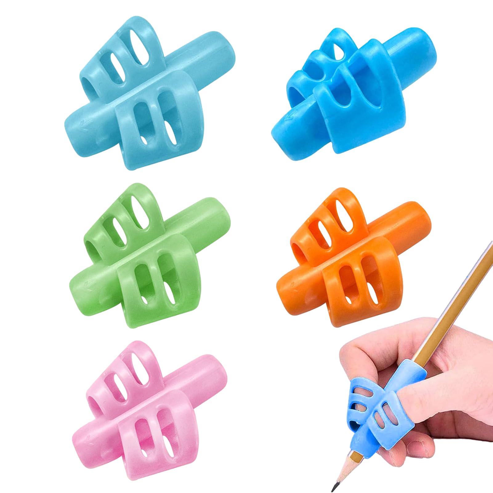 Impugnature Per Matita Per Bambini | Set 5 Pezzi, Gomma Morbida, Ergonomiche