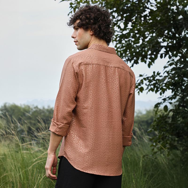 Image of CAHOOT Men's Shirt for Casual Wear | Spread Collar | Long Cuffed Sleeves | Button Closure | Shirt Crafted with Comfort Fit for Everyday Wear