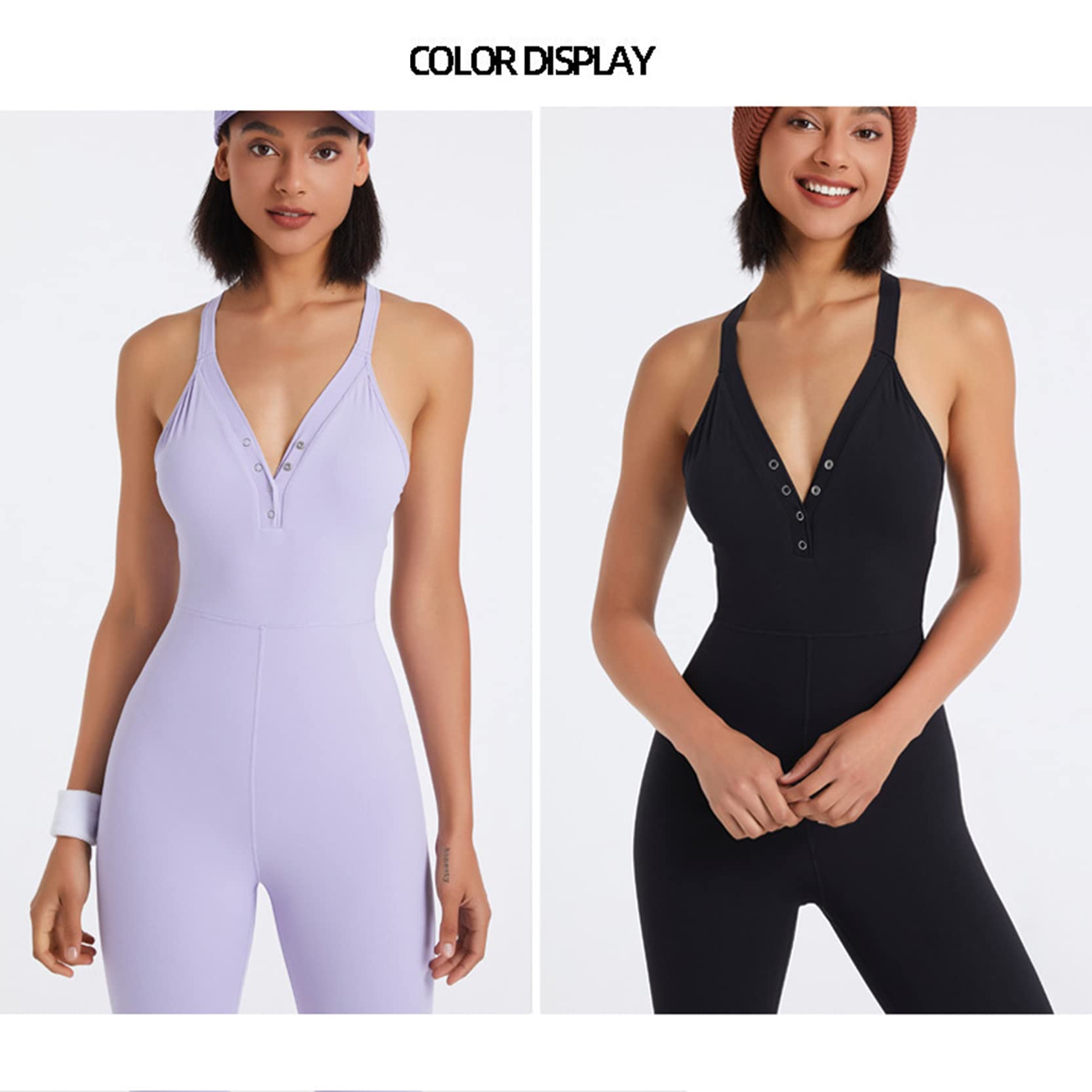 Mono deportivo de yoga de una pieza para mujer negro,Mono sin mangas con escote en V y espalda de belleza,Ropa de gimnasio todo en uno,Jumpsuit Estiramiento transpirable