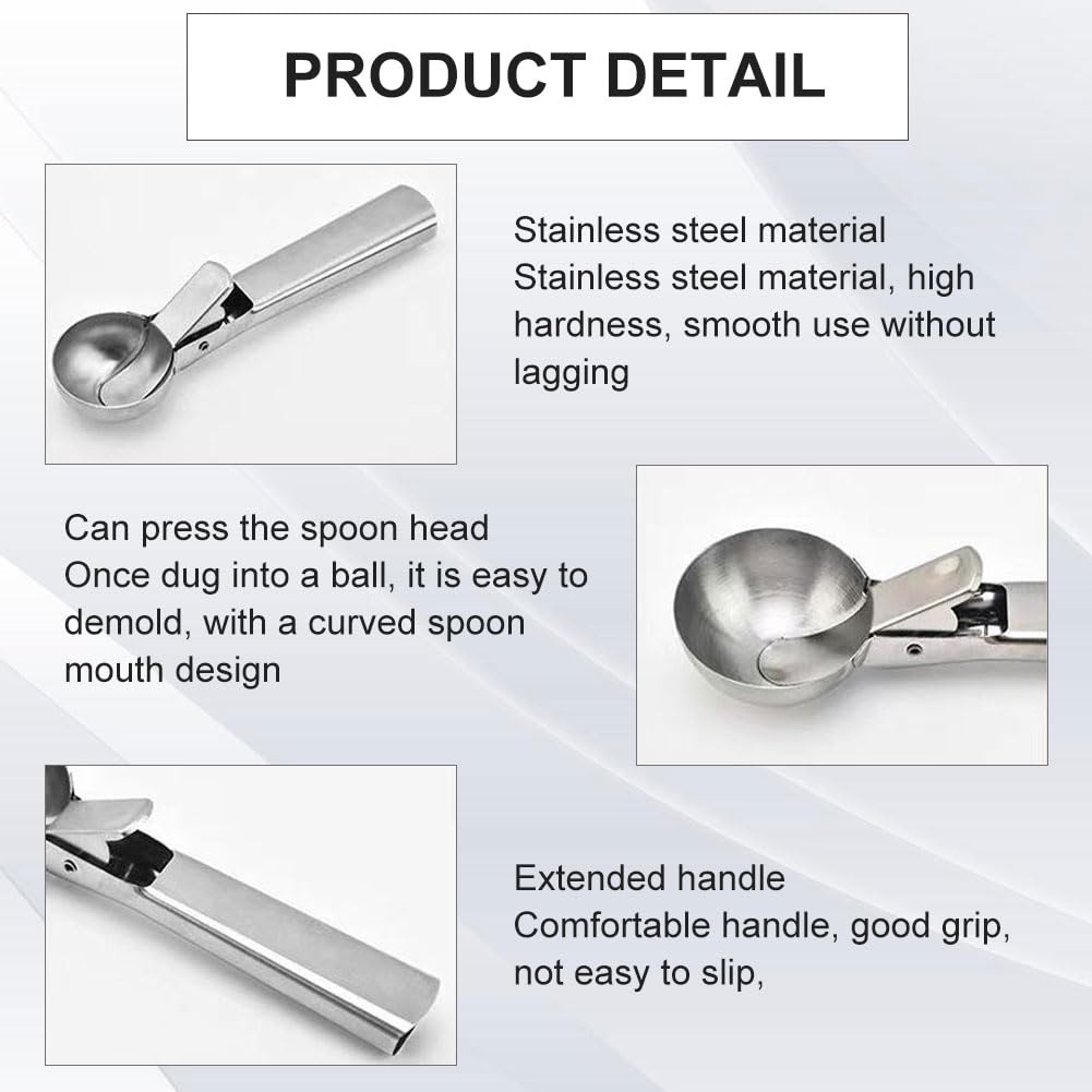 Porzionatore per Gelato 4.8cm,Cucchiaio Porzionatore Paletta,Cucchiaio per Gelato in Acciaio Inox,Con 18cm Bastoncini per Cocktail,Per Palla Gelato,Polpette Di Carne,Palla Melone,Cottura