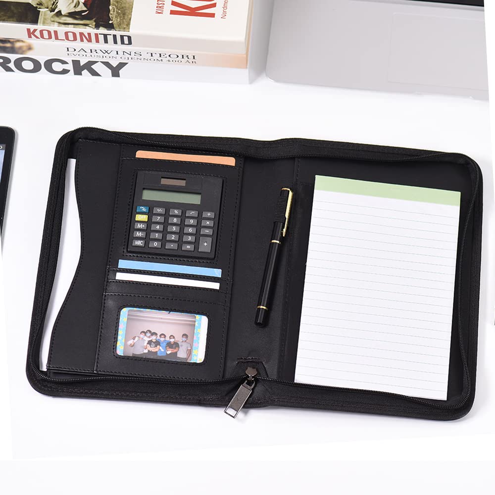 Cartella A5 Portatile Organizzatore Documenti PU per Ufficio con Calcolatore per Professionisti