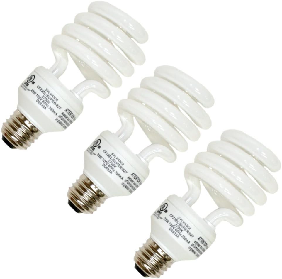 SYLVANIA 26348 CF20EL/SPIRAL/827/3PK 20W 120V 2700K Medium Base Spiral - 18 Pieces (6x3PK)