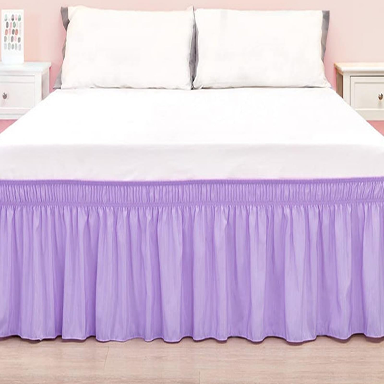YHXAIQ Bed Skirt, Elasticized Bed Skirts & Valances, Easy to Install Valance with Drop Design, Polyester Bed Valance Double for Double Size Bed Frame & Platform(Purple,180 x 200+35 cm) โ image 1