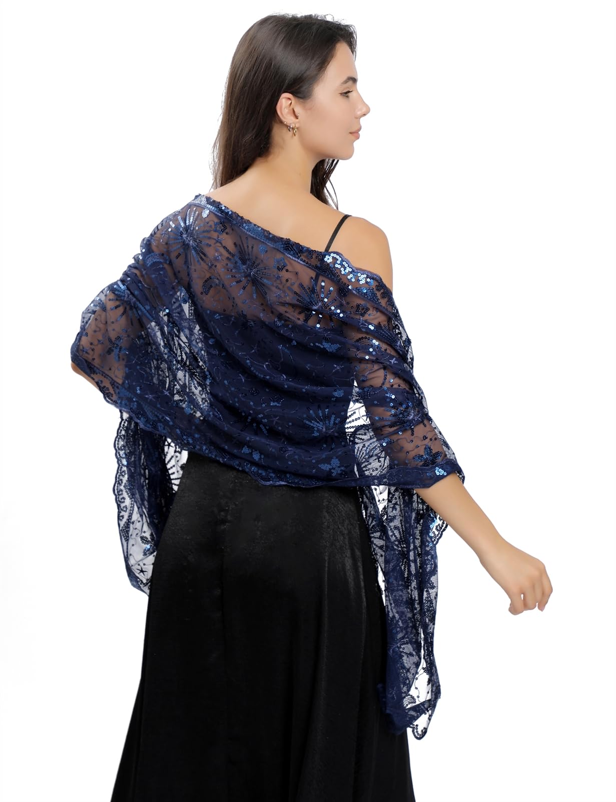 GIBZ Glitzer Schal Damen Leichte Stola mit Pailletten Elegant Glitzerschals für Hochzeit Abendkleider Party