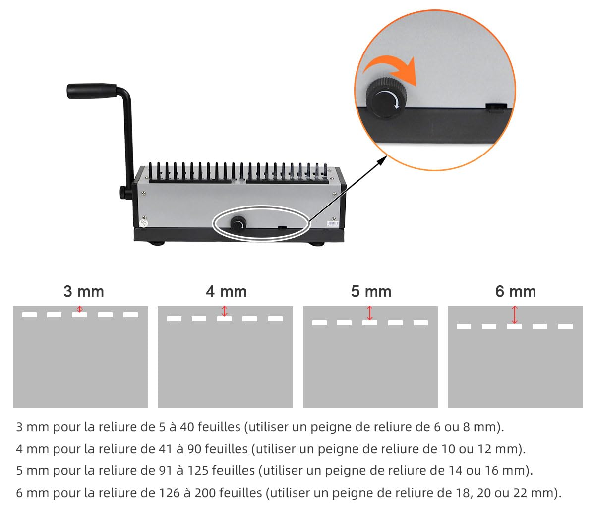 RAYSON Relieuse Spirale Plastique 21 Trous 200 Feuilles SD-1201 Construction Métallique