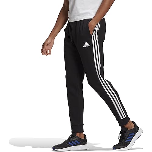 adidas Men's Essentials Fleece Tapered Cuff 3-Stripes Pants
