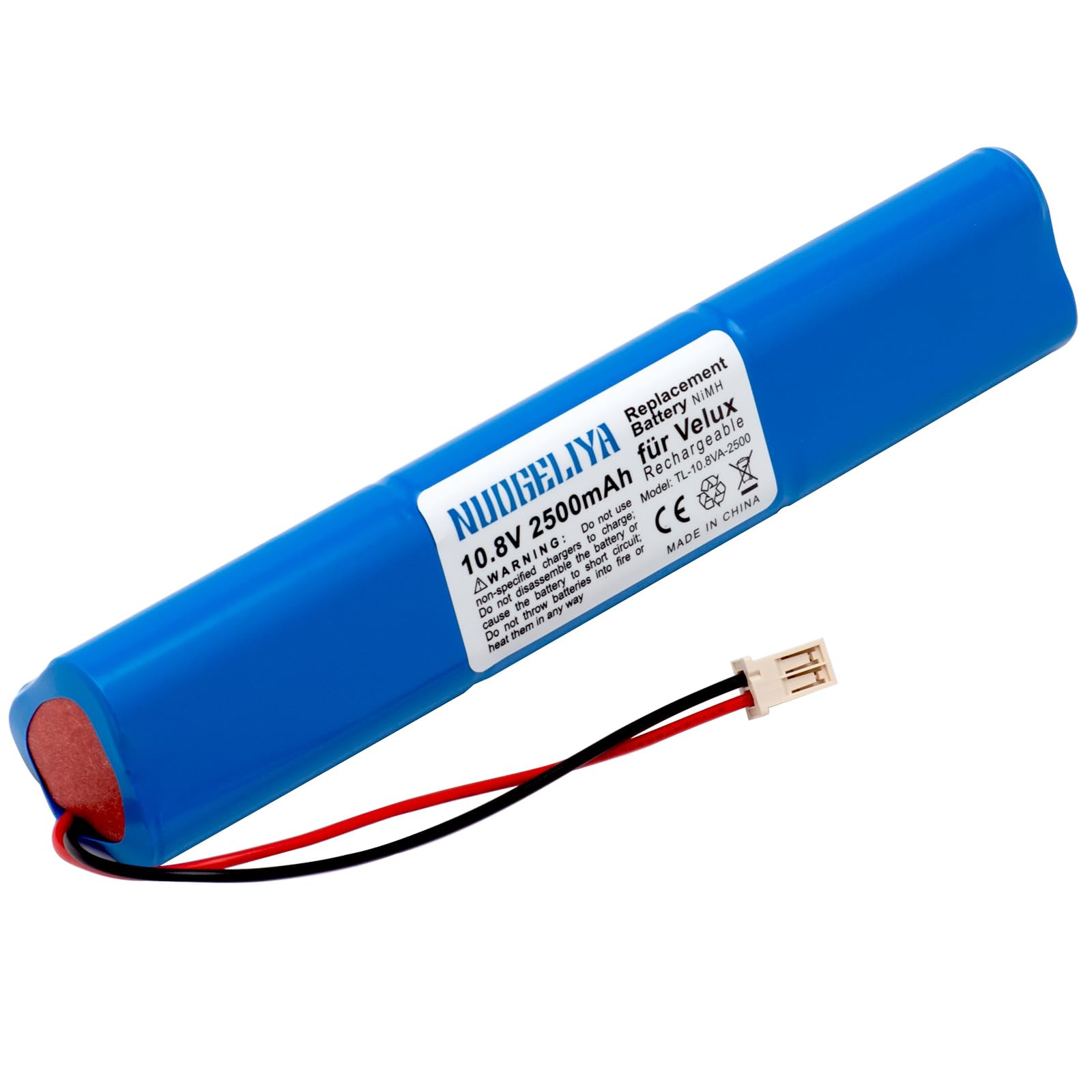 Batería de repuesto para ventanas solares Velux y persianas enrollables, 10,8 V, 2500 mAh, NiMH con cable y enchufe