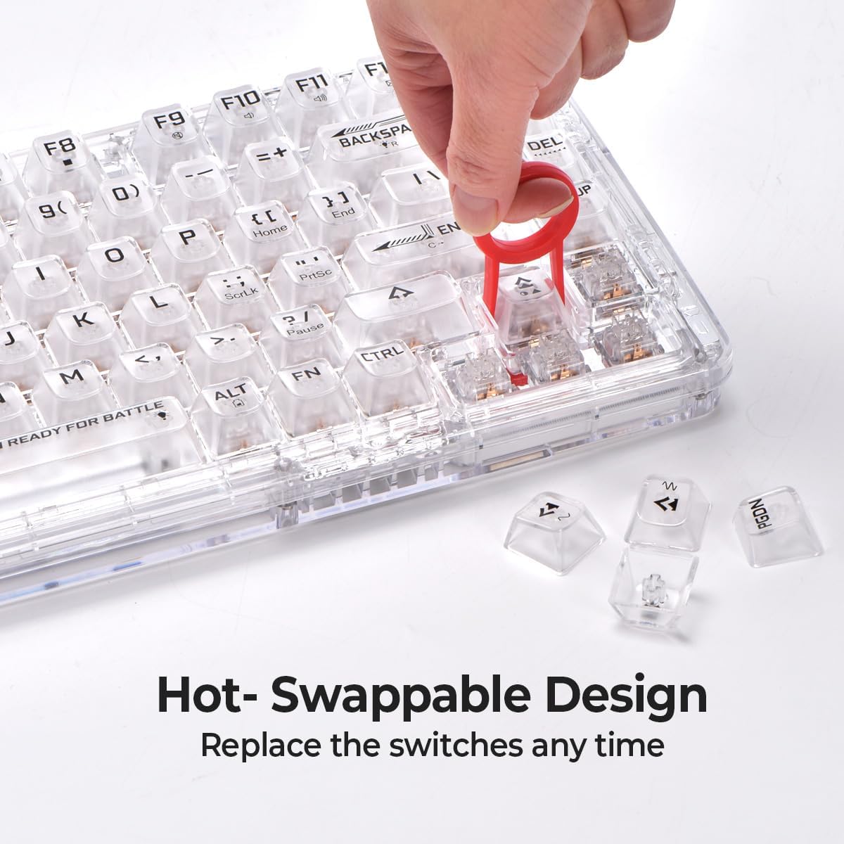 RisoPhy Mechanical Gaming Keyboard, Tri-Mode Bluetooth/Wireless/Wired, RGB Backlit Keyboards,81-Key 80% Fully Transparent Clear Matte Hot-Swappable Anti-Ghosting Compatible with Computer, PC/Mac