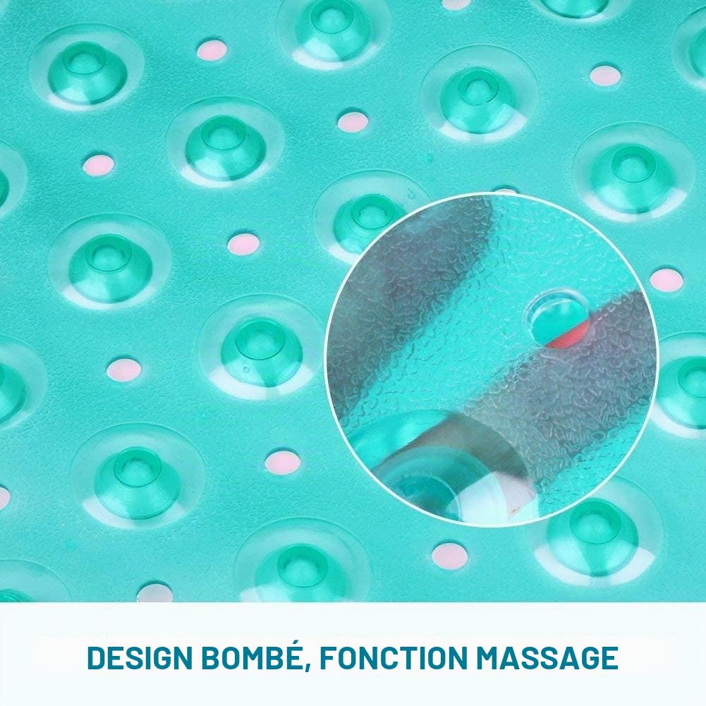 Wimaha Tapis de Baignoire Antidérapant,Résistant à la moisissure,Très Long,Antibactérien,BPA,sans phtalate de Latex,Lavable en Machine,Idéal pour Les Enfants,39x16，Vert
