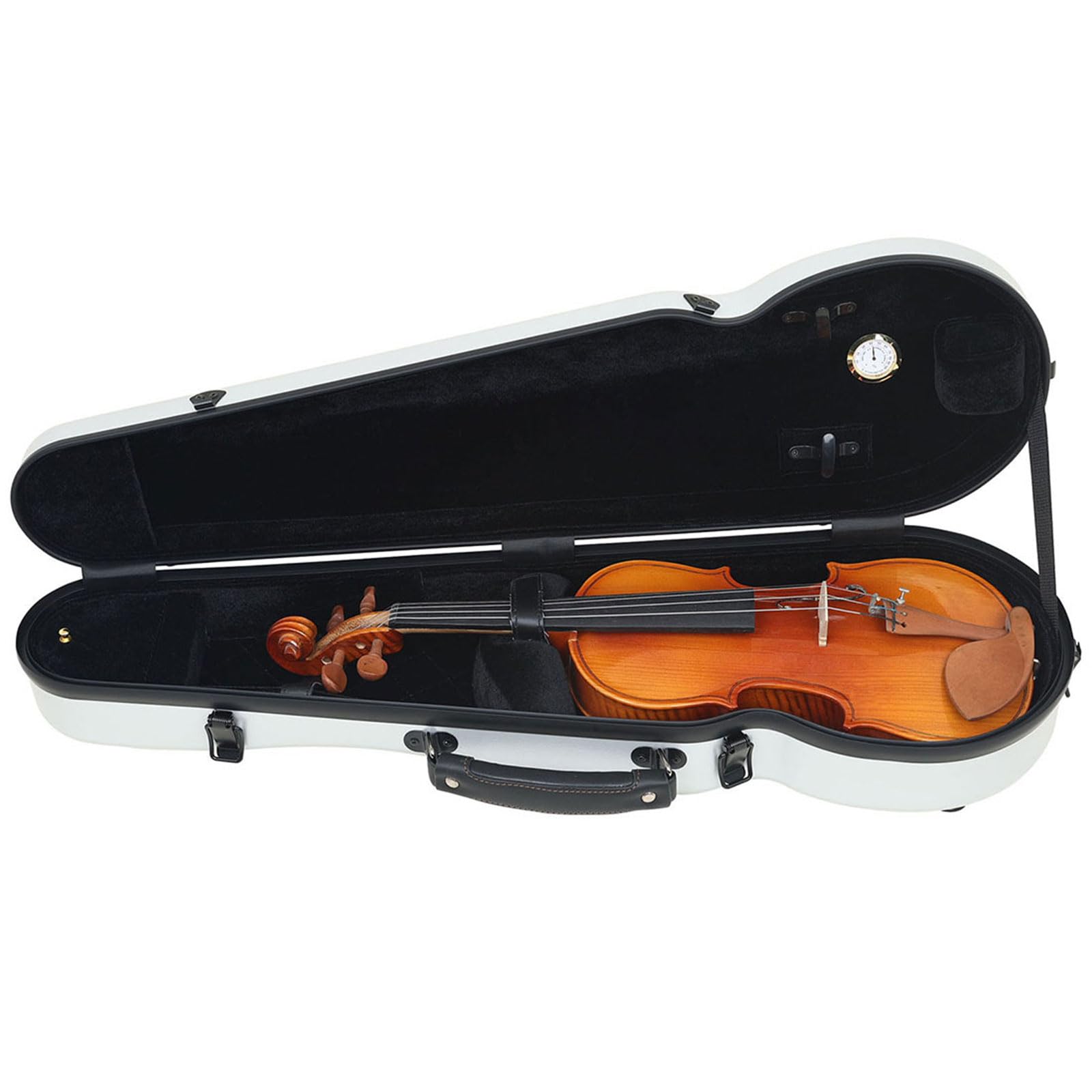 Funda rígida para violín de 1/2, carcasa tejida brillante, asa superior y correas de mochila desmontables, para lecciones de viaje para estudiantes, estuche de violín de tamaño medio, para lecciones