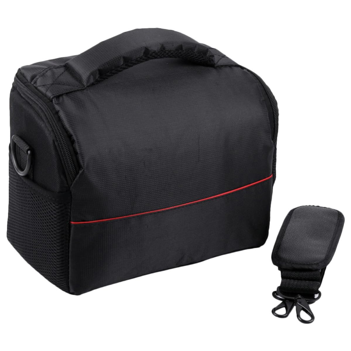 Bolso negro de nylon para cámara digital con protección acolchada antishock 8