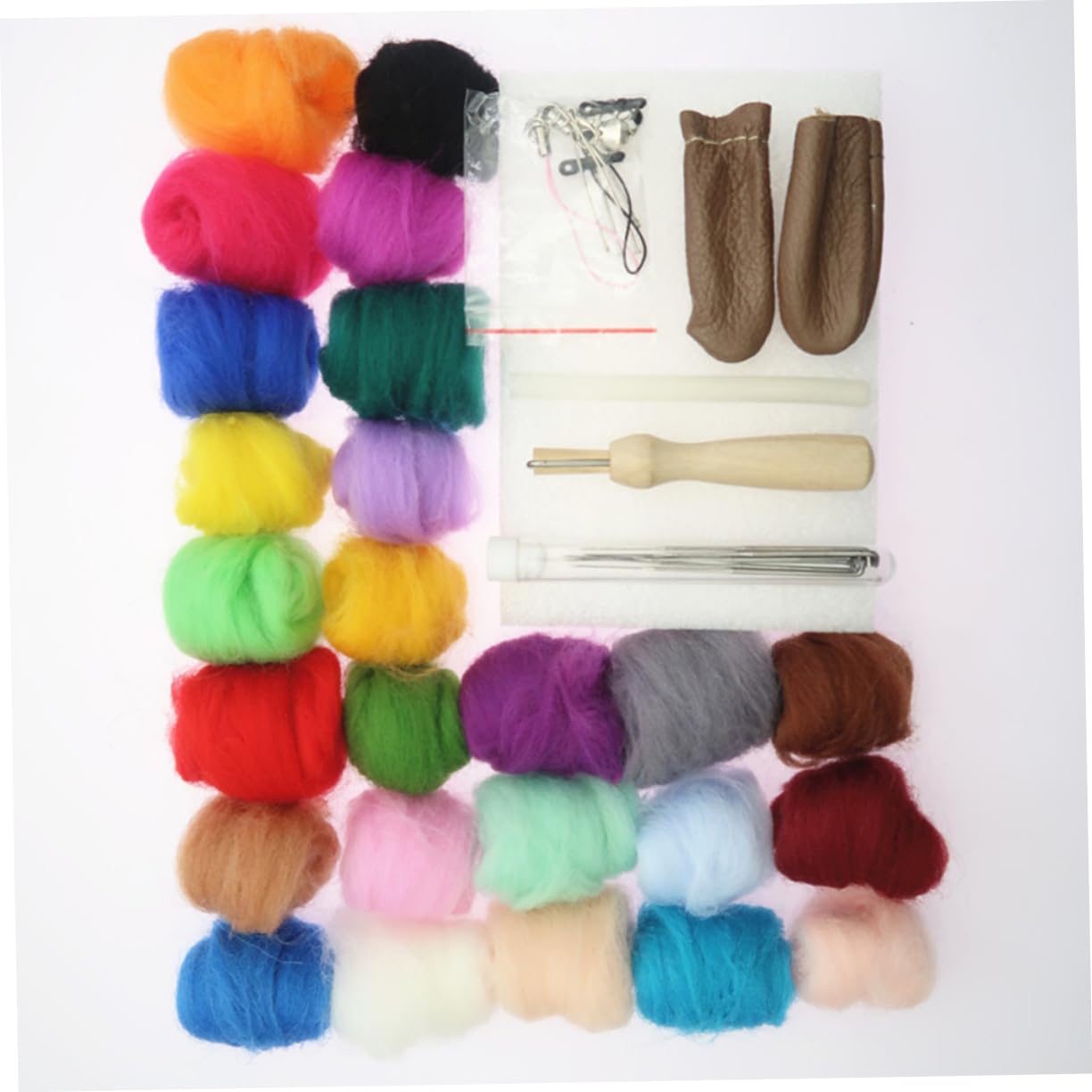 Angoily 3 Juegos Kit de Fieltro con Aguja de Lana Colores de Fibra de Lana para Manualidades para Principiantes y Profesionales Incluye Herramienta para Joyería Muñecas