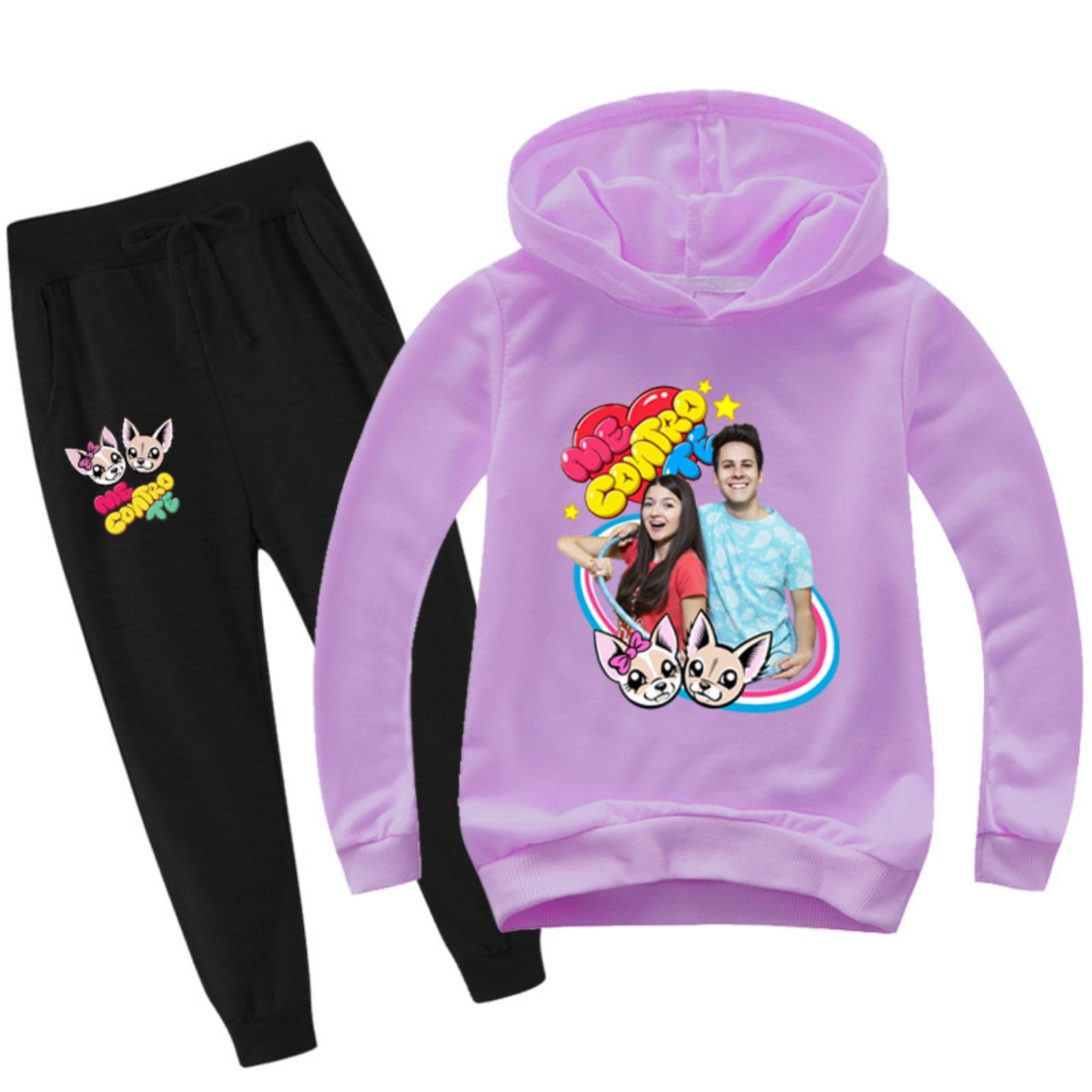 Felpa con Cappuccio Moda per Bambini, Felpa con Cappuccio con Stampa Testa Cartone Animato per Bambini e Pantaloni della Tuta Set per Ragazzi e Ragazze