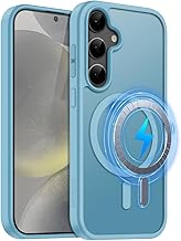 MOBESV Coque Magnétique pour Samsung Galaxy S24 6,2 Pouces, Étui Compatible avec MagSafe, Etui Translucide Mat Arrière Housse Fine Antichoc (Bleu Clair)