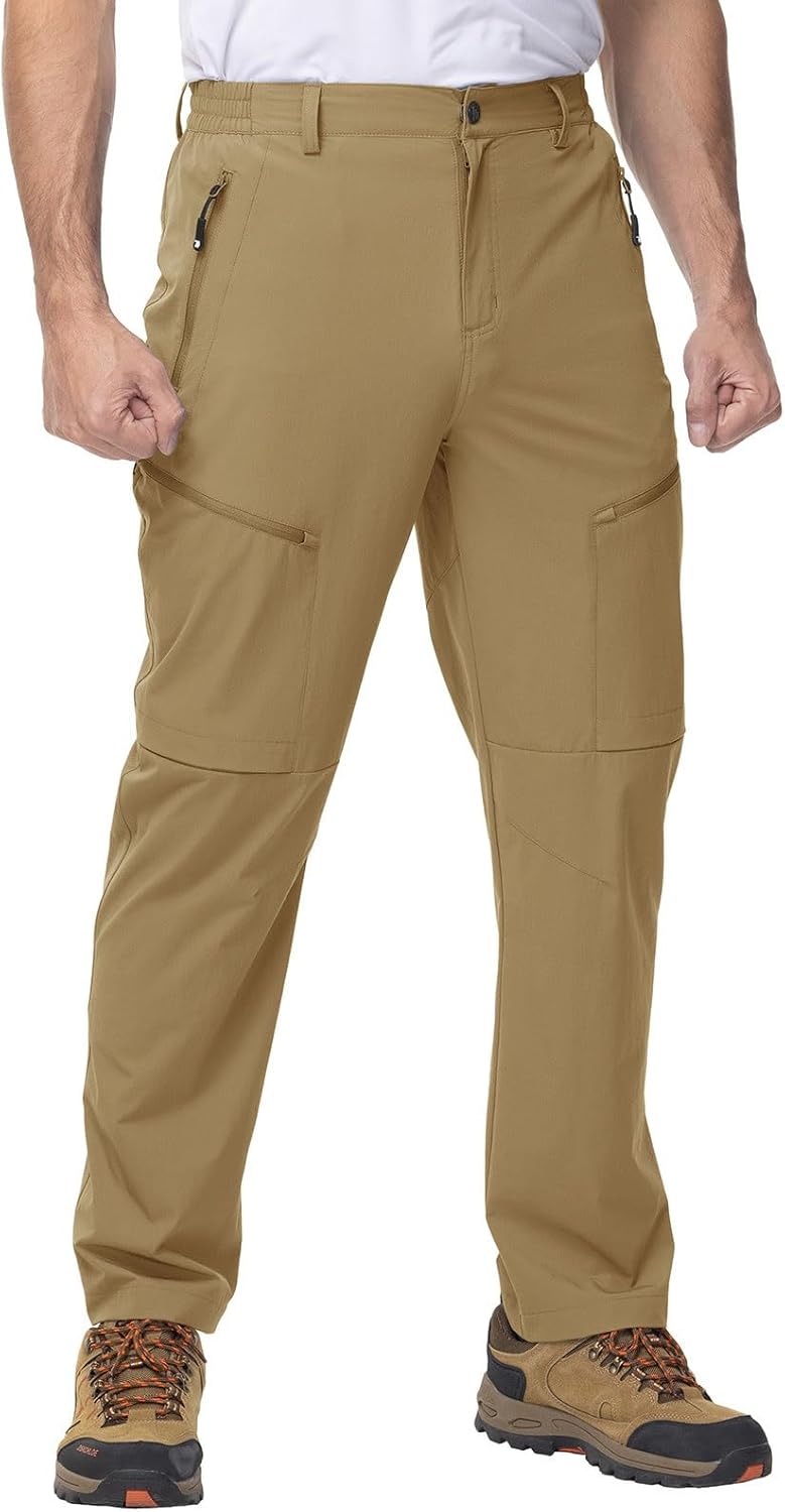 YSENTO Men's Cargo Hiking Pants Lightweight 5 Zipper Pockets Stretch Quick Dry Camping Fishing Travel Pants - Image 2
