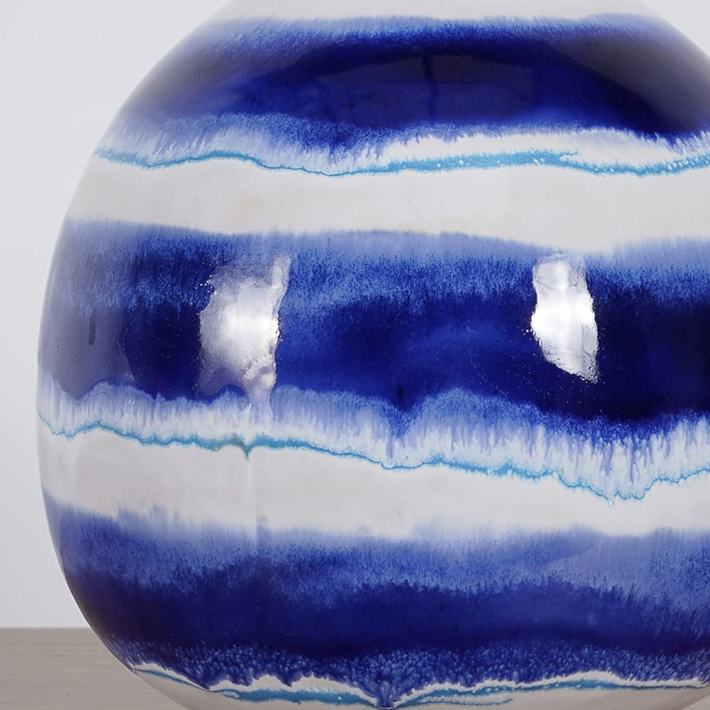 Lampada da tavolo Coastal Home Decor con paralume in tessuto, moderna lampada in ceramica blu e bianca per soggiorno, lampada da comodino bianca da 54 cm per camera da letto