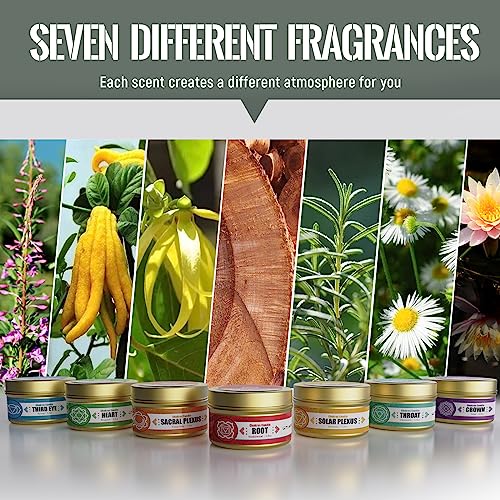 AOOVOO Chakra Candles with Healing Crystals - 7 Chakra Candle Set, Spiritual Gifts for Women, Aromatherapy Candle, Soy Candles for Women - Image 3