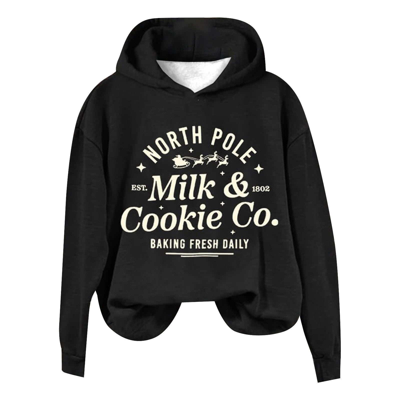 Today 2023 Ugly Christmas Hoodies,For Womens Fashion Crewneck Shirts Long Sleeve Comfy Fall/Winter Size Plus Tops Outfits Black My Orders Friday Lightning Clearance Deals of Today