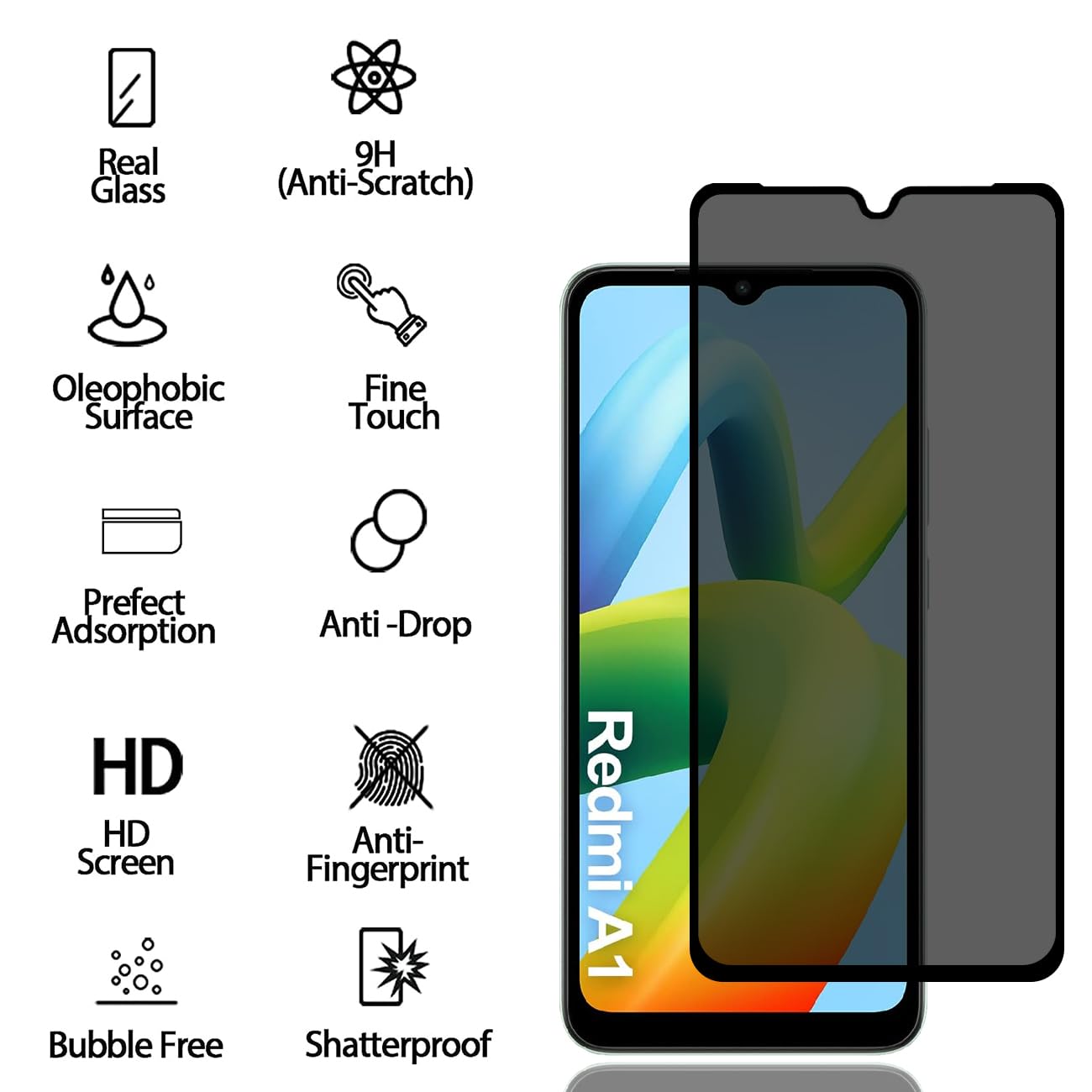 2 Pezzi Anti Spy Pellicola Protettiva in Vetro Temperato per Xiaomi