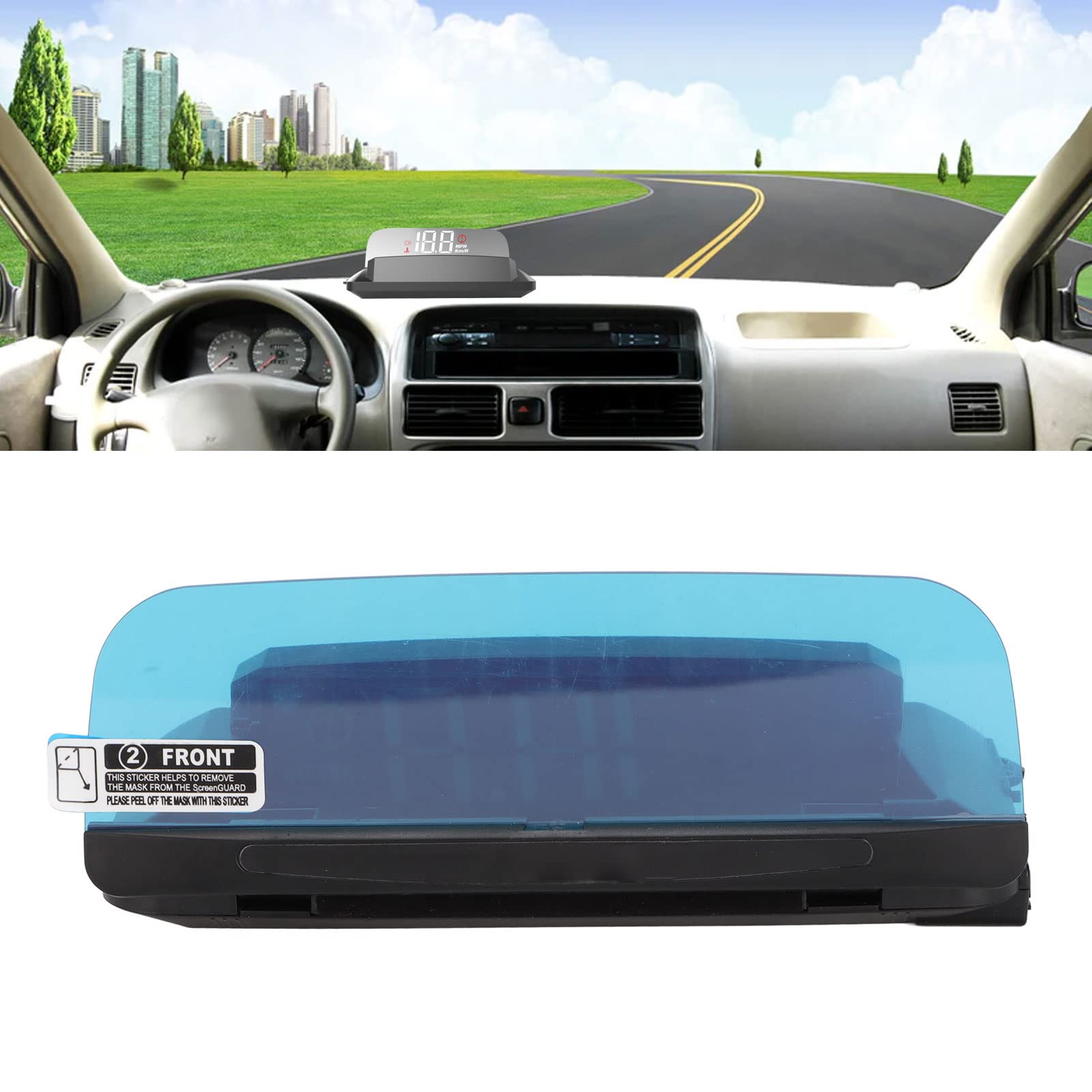 5in 3D HUD for Car, 720P HD Windshield Screen Projector, Brightness Adjustment, Overspeed Alarm, Fuel Consumption, Fatigue Driving Alert, Compatible for OBD II