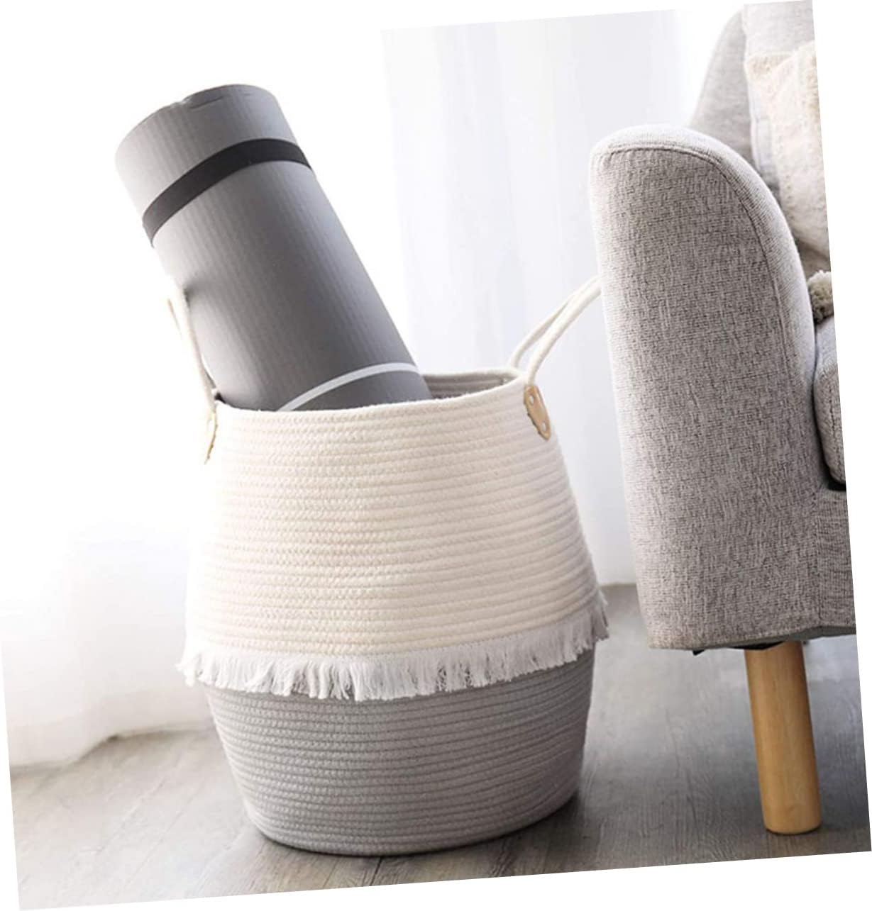 Laundry Basket Woven Storage Basket for Clothes Decorative Home Accessory