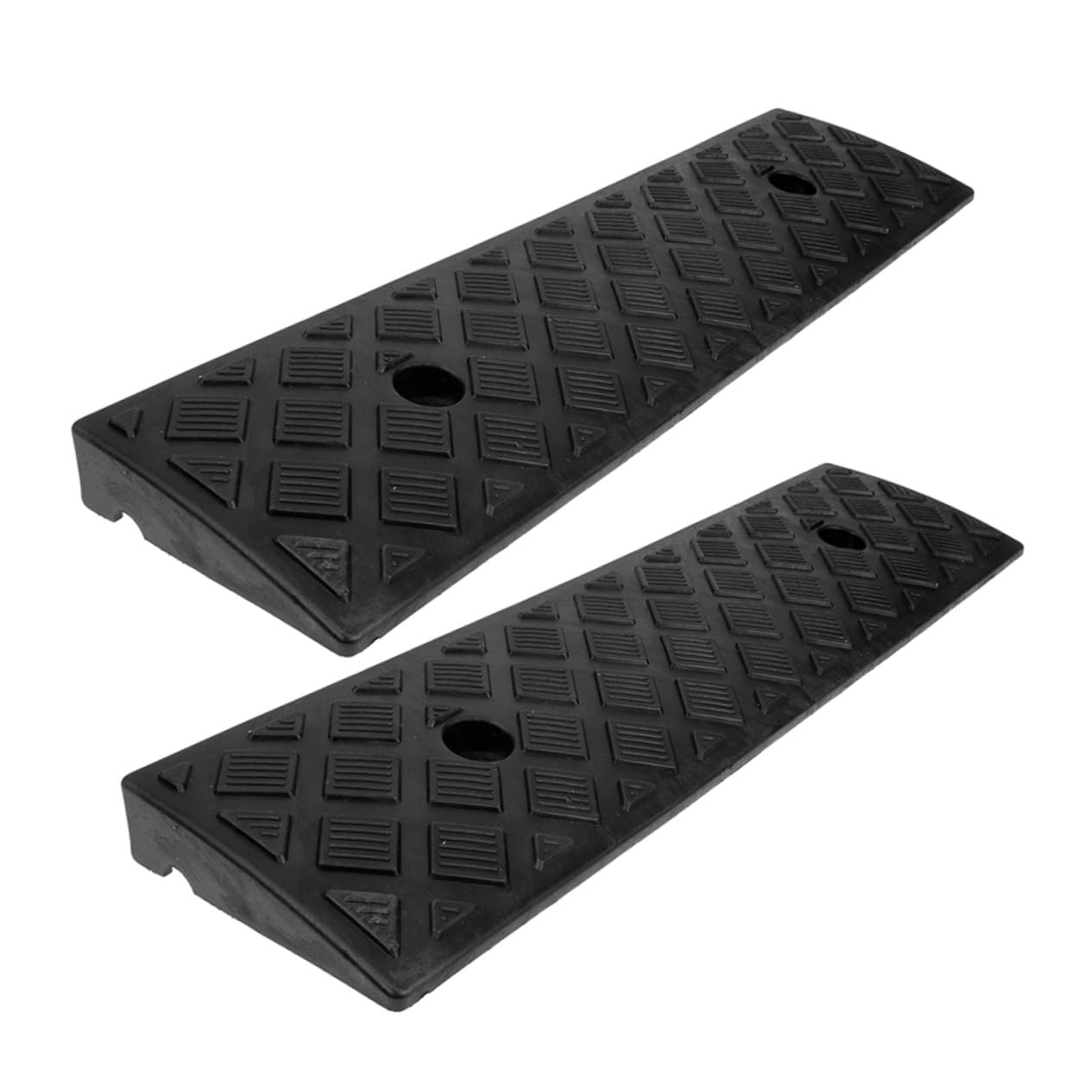 NOLITOY Rampa de Plástico Negra para Motocicleta y Silla de Ruedas, Antideslizante y Resistente Presión, Adecuado para Entrada en Jardín o Puerta, Pack de 2 Unidades