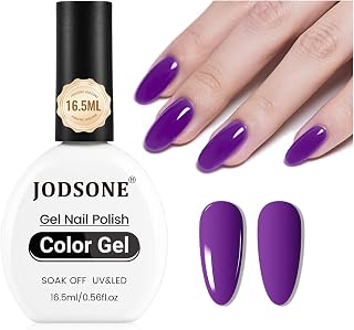 JODSONE 16.5ml Gel Nail Polish Dark Purple Polish Dark Purple Color High Gloss Soak Off U V Gel Nail Manicure Salon DIY at Home