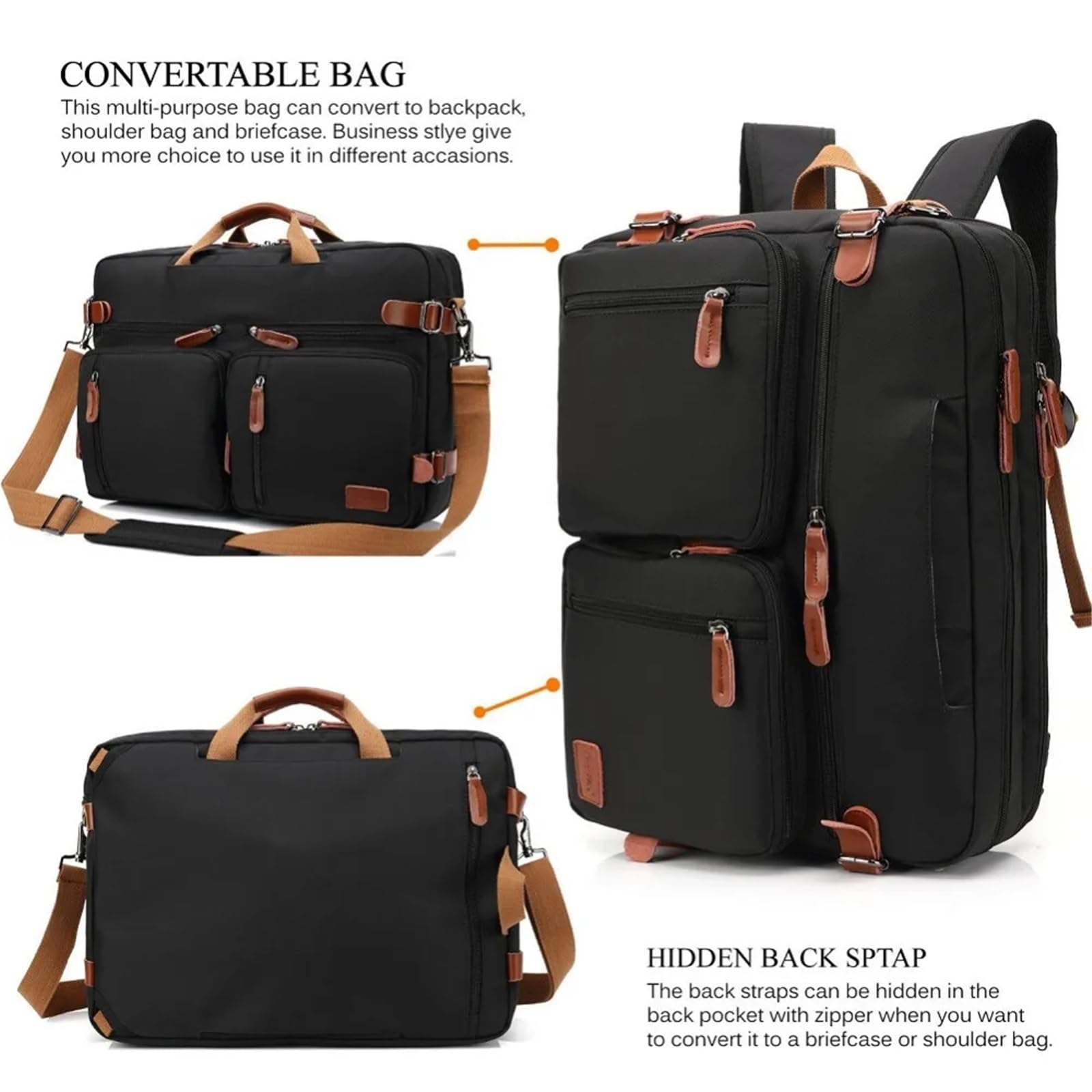 Valigetta 24 Ore Uomo Borsa a mano da lavoro Zaino convertibile for laptop a tracolla for notebook 14 15 pollici