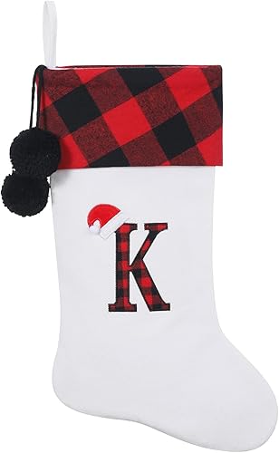 Calcetines de Navidad bordados con monograma inicial de 20 pulgadas, decoración de Navidad, calcetines personalizados, decoración de temporada