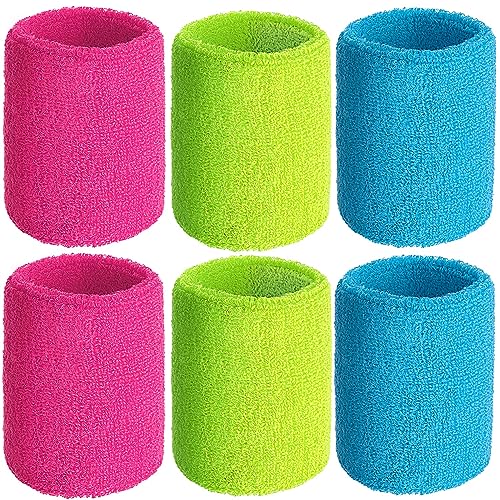Image of Willbond Wrist Sweatbands, Sports Sweatbands for Competition, Sweat Absorbent, for Basketball, Tennis, Football, Running and Work (Pack of 6)