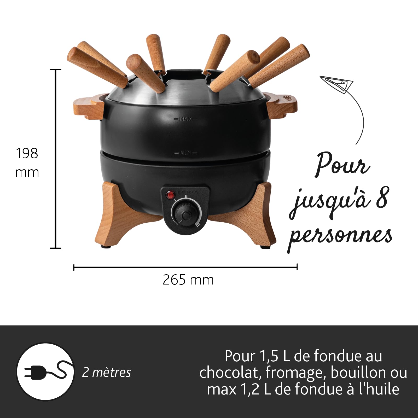 Boska Service à Fondue Électrique Party - Fondue electrique - Pour Fondue de Fromage, Fondue au Chocolat, Hotpot, Fondue chinoise - Appareil a fondue electrique - Contrôle de Température - 2.3 L