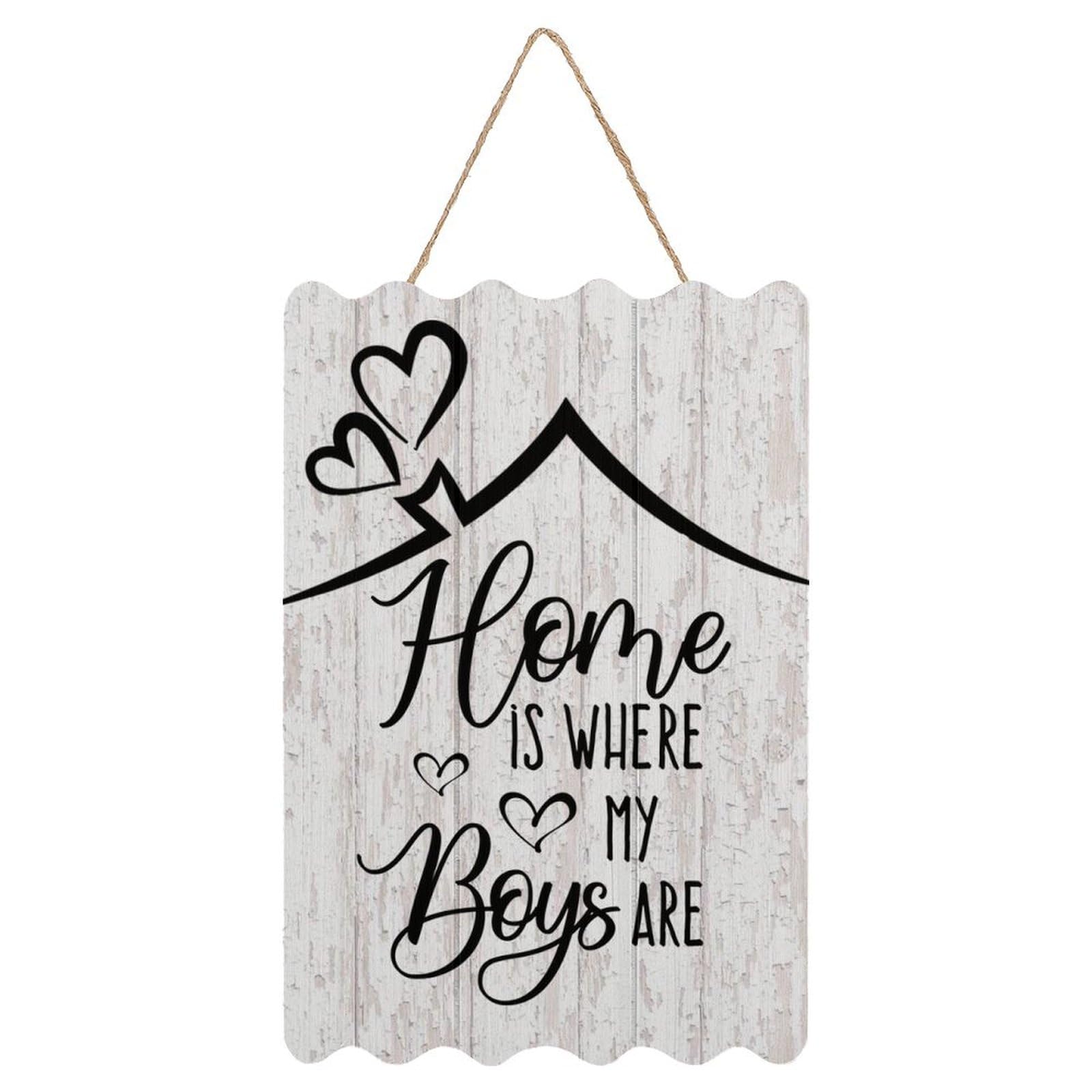 Yelolyio Boys Rustic Sign Wall Decor Motivational Quotes Hanging Sign Home Is Where My Are Signs Wall Decor For Living Room Home Decoration Housewarming Gift 8X12in