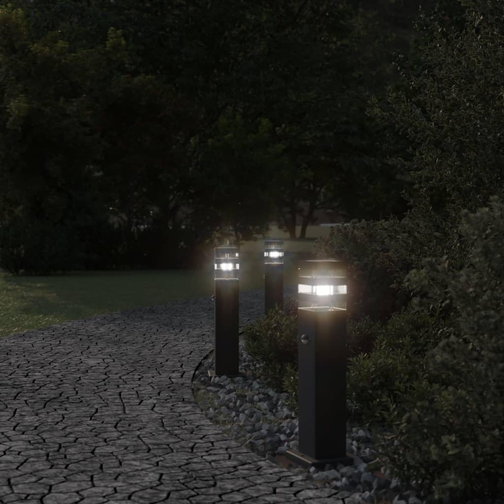 Wegeleuchte mit Bewegungsmelder Schwarz aus Aluminiumdruckguss 50 cm wetterfest IP44 für Garten Terrasse Balkon Moderne Außenleuchte mit Sensor Sicherheit und diffusem Licht