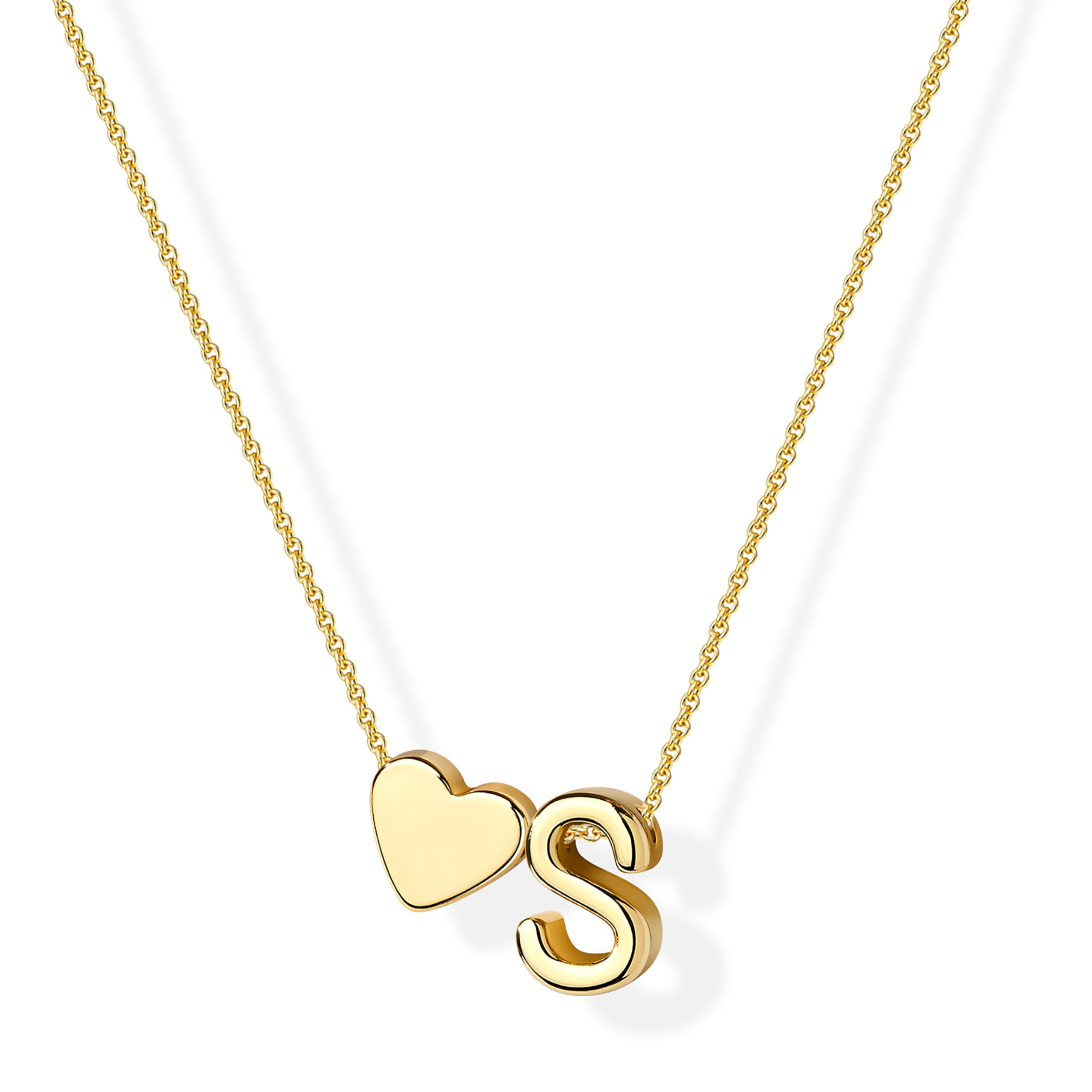 Inerney Gold Heart Initial Necklace for Women 14K Gold Plated A-Z Letter Pendant Necklace Dainty Personalized Name Necklace Gift Jewelry Easter Basket Stuffers for Women