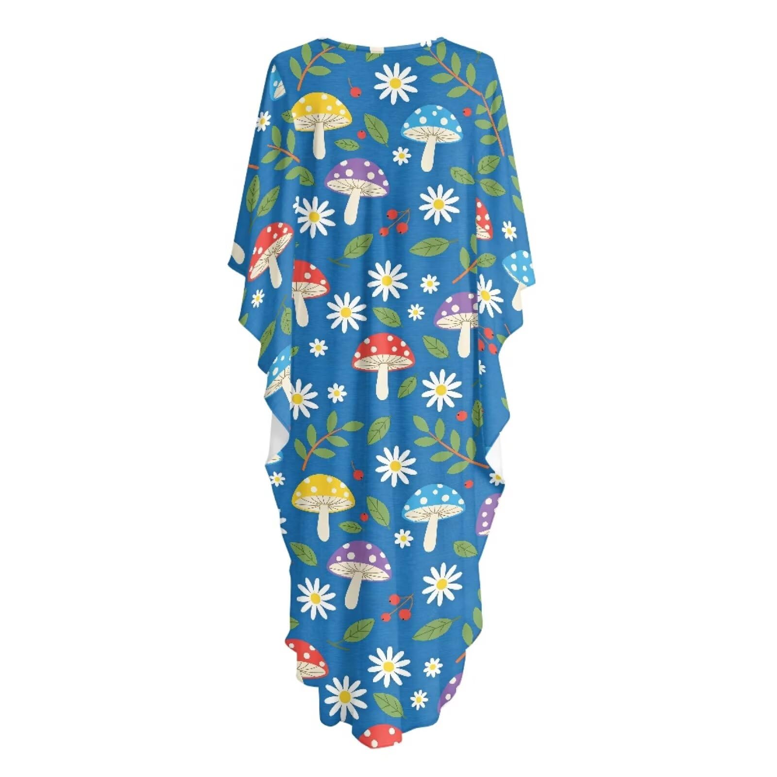 Poceacles Abiti lunghi da donna taglie forti caftani con scollo a V copertura da spiaggia maniche a pipistrello estate primavera autunno vestito coverup