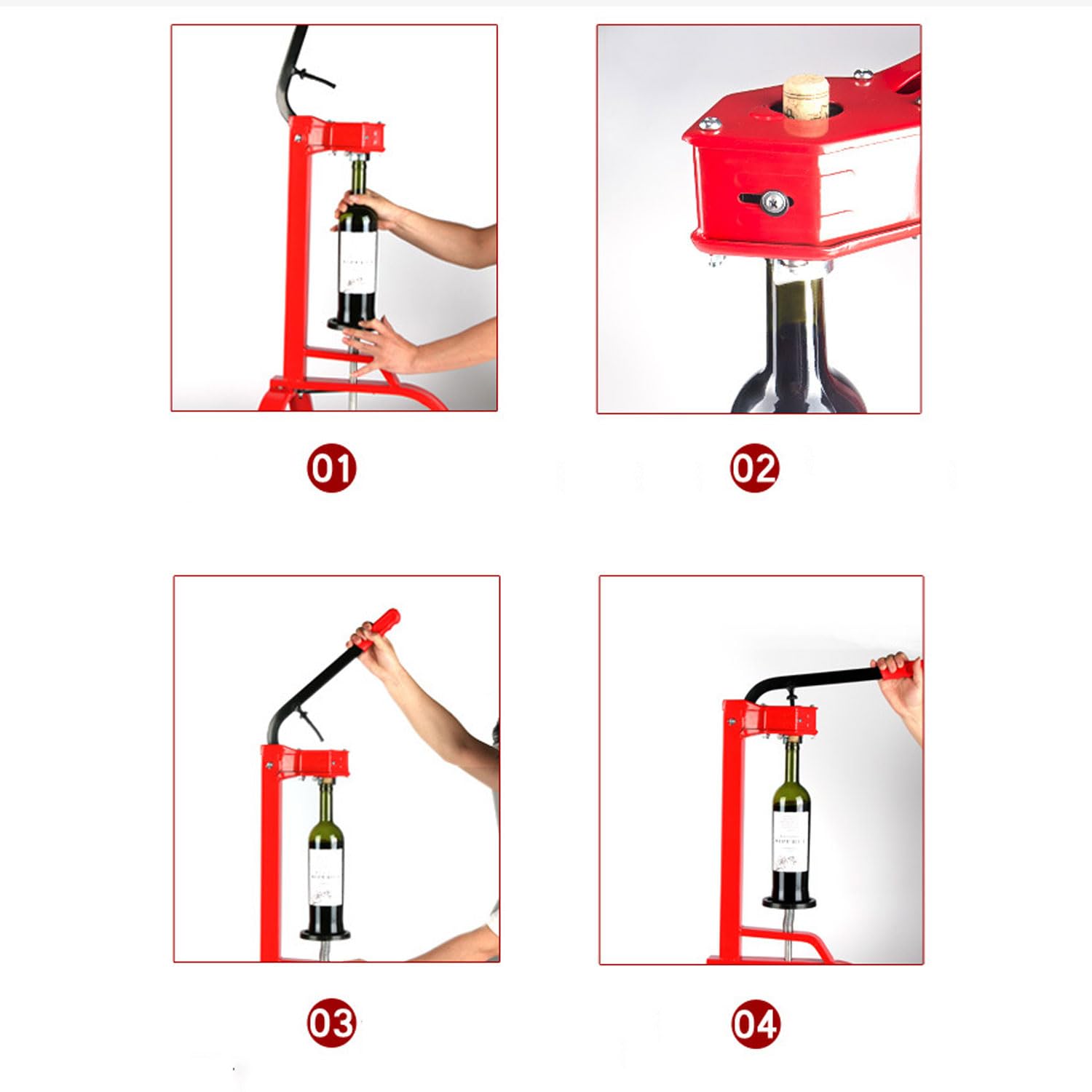 Generico Tappatrice Manuale per Bottiglie di Vino con Sigillatore per Tappi di Sughero - Attrezzatura per Produzione di Birra e Imballaggio