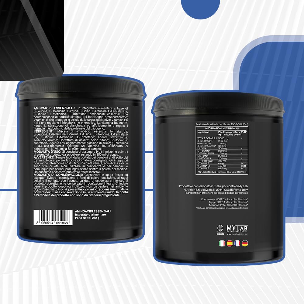 EAA Aminoacidi Essenziali con mix di vitamine B1, B6 ed E - Integratore di amminoacidi naturali vegan ottenuti da fermentazione T-Rex Integratori (Polvere, Frutti di Bosco)